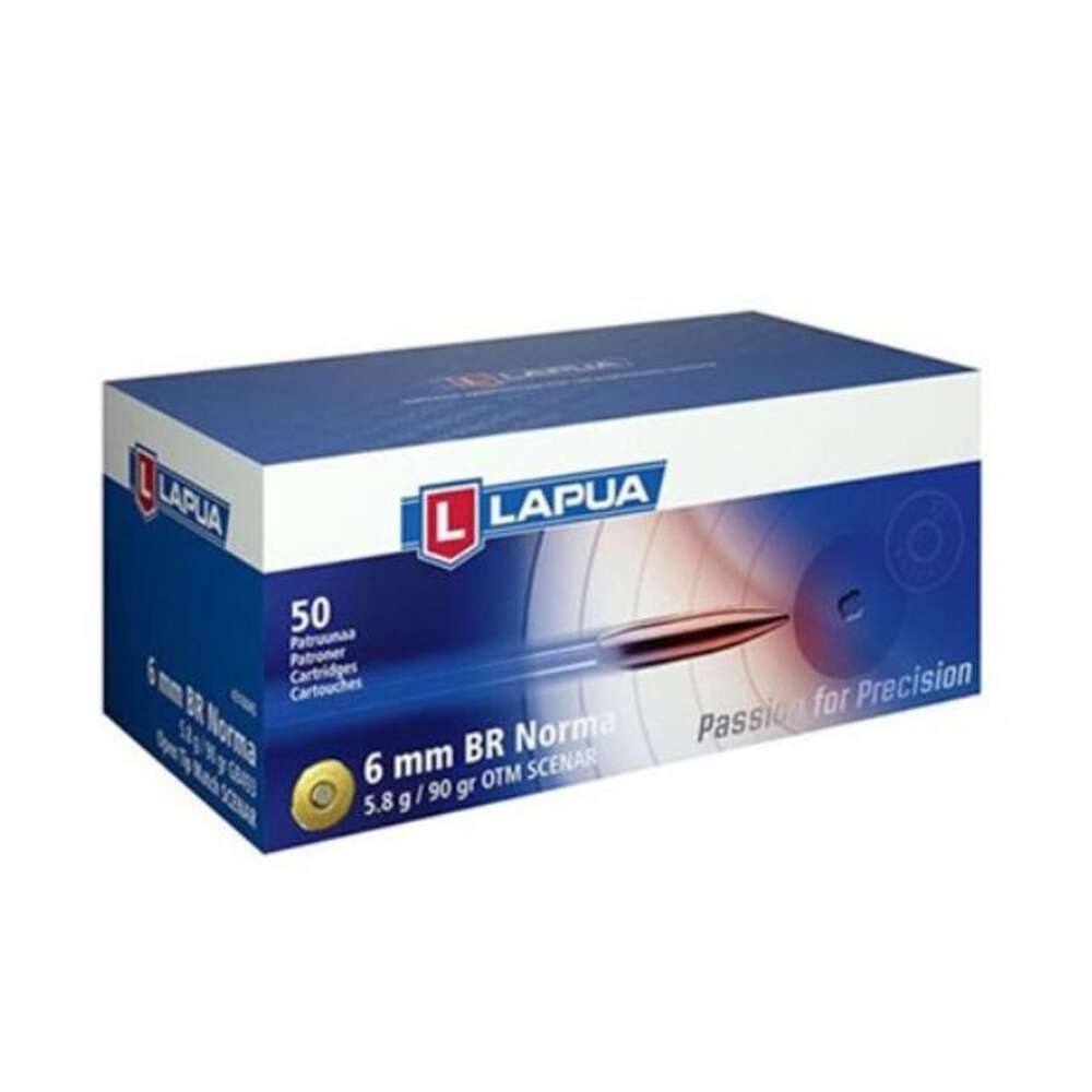 Ammunition Lapua Ammunition Ready Series Lapua Rifle Ammo  6mm BR Norma 90 gr Scenar-L OTM bx/50